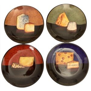 Andrea by Sadek Cheese Plate Set - Brown, Green, Red, Purple